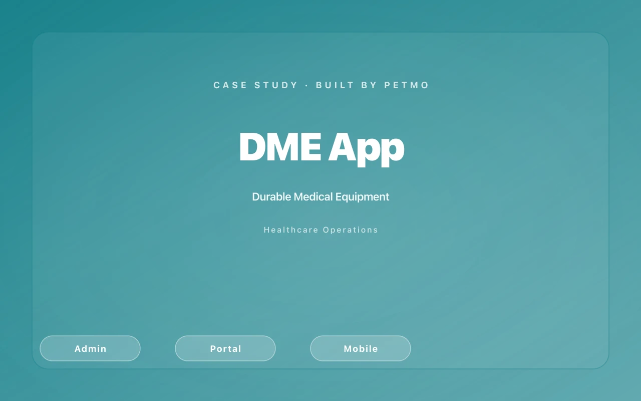 Durable Medical Equipment App — full-stack operations platform with admin, portal, and field-staff surfaces.