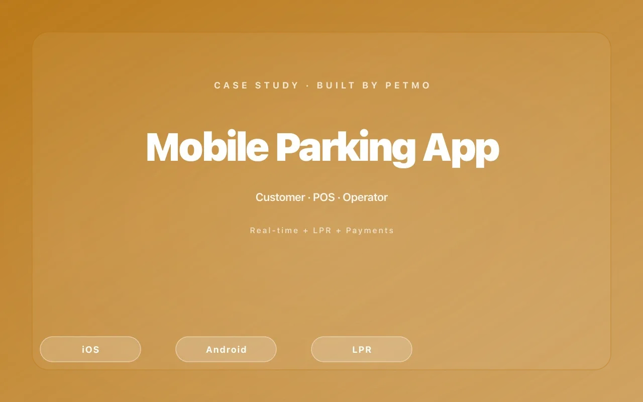 Mobile Parking App — three-app platform with live spot availability, LPR capture, and multi-rail payments.